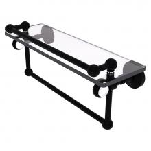 Allied Brass PG-1TBT-16-GAL-BKM - Pacific Grove Collection 16 Inch Gallery Glass Shelf with Towel Bar and Twisted Accents - Matte Bl