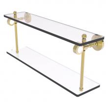 Allied Brass PG-2-22-UNL - Pacific Grove Collection 22 Inch Two Tiered Glass Shelf - Unlacquered Brass