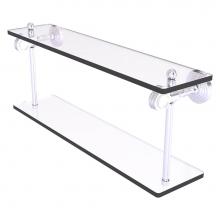 Allied Brass PG-2D-22-SCH - Pacific Grove Collection 22 Inch Two Tiered Glass Shelf with Dotted Accents - Satin Chrome