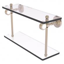 Allied Brass PG-2G-16-PEW - Pacific Grove Collection 16 Inch Two Tiered Glass Shelf with Grooved Accents - Antique Pewter
