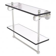 Allied Brass PG-2TB-16-SN - Pacific Grove Collection 16 Inch Double Glass Shelf with Towel Bar - Satin Nickel