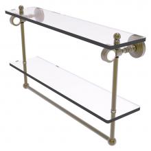 Allied Brass PG-2TB-22-ABR - Pacific Grove Collection 22 Inch Double Glass Shelf with Towel Bar - Antique Brass