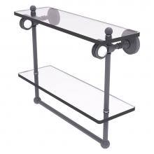Allied Brass PG-2TBD-16-GYM - Pacific Grove Collection 16 Inch Double Glass Shelf with Towel Bar and Dotted Accents - Matte Gray