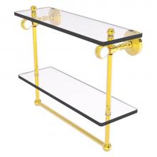 Allied Brass PG-2TBT-16-PB - Pacific Grove Collection 16 Inch Double Glass Shelf with Towel Bar and Twisted Accents - Polished