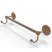 Allied Brass PQN-41-36-HK-BBR - Prestige Que New Collection 36 Inch Towel Bar with Integrated Hooks