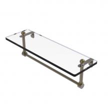 Allied Brass PR-1/16TB-ABR - 16 Inch Glass Vanity Shelf with Integrated Towel Bar