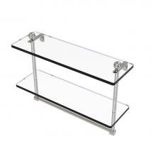 Allied Brass PR-2/16TB-SN - 16 Inch Two Tiered Glass Shelf with Integrated Towel Bar