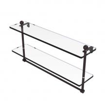 Allied Brass PR-2/22TB-ABZ - 22 Inch Two Tiered Glass Shelf with Integrated Towel Bar