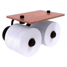 Allied Brass PR-24-2S-IRW-BKM - Prestige Regal Collection 2 Roll Toilet Paper Holder with Wood Shelf - Matte Black