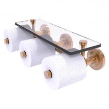 Allied Brass PR-35-3S-BBR - Prestige Regal Collection Horizontal Reserve 3 Roll Toilet Paper Holder with Glass Shelf - Brushed
