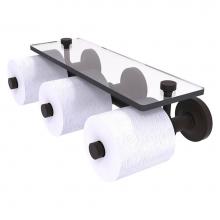 Allied Brass PR-35-3S-ORB - Prestige Regal Collection Horizontal Reserve 3 Roll Toilet Paper Holder with Glass Shelf - Oil Rub