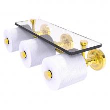 Allied Brass PR-35-3S-PB - Prestige Regal Collection Horizontal Reserve 3 Roll Toilet Paper Holder with Glass Shelf - Polishe