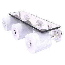 Allied Brass PR-35-3S-PC - Prestige Regal Collection Horizontal Reserve 3 Roll Toilet Paper Holder with Glass Shelf - Polishe
