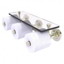Allied Brass PR-35-3S-PNI - Prestige Regal Collection Horizontal Reserve 3 Roll Toilet Paper Holder with Glass Shelf - Polishe