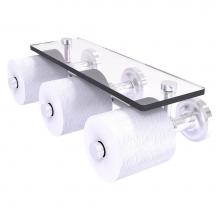 Allied Brass PR-35-3S-SCH - Prestige Regal Collection Horizontal Reserve 3 Roll Toilet Paper Holder with Glass Shelf - Satin C