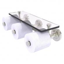Allied Brass PR-35-3S-SN - Prestige Regal Collection Horizontal Reserve 3 Roll Toilet Paper Holder with Glass Shelf - Satin N
