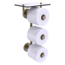 Allied Brass PR-35-3VS-ABR - Prestige Regal Collection 3 Roll Toilet Paper Holder with Glass Shelf - Antique Brass