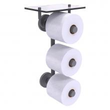 Allied Brass PR-35-3VS-GYM - Prestige Regal Collection 3 Roll Toilet Paper Holder with Glass Shelf - Matte Gray