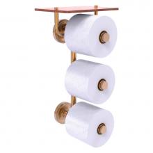 Allied Brass PR-35-3VS-IRW-BBR - Prestige Regal Collection 3 Roll Toilet Paper Holder with Wood Shelf - Brushed Bronze