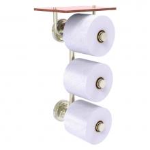 Allied Brass PR-35-3VS-IRW-PNI - Prestige Regal Collection 3 Roll Toilet Paper Holder with Wood Shelf - Polished Nickel