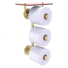 Allied Brass PR-35-3VS-IRW-SBR - Prestige Regal Collection 3 Roll Toilet Paper Holder with Wood Shelf - Satin Brass