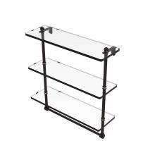 Allied Brass PR-5/16TB-ORB - 16 Inch Triple Tiered Glass Shelf with Integrated Towel Bar