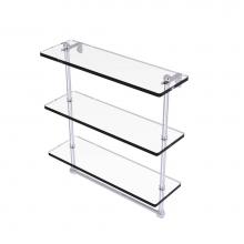 Allied Brass PR-5/16TB-PC - 16 Inch Triple Tiered Glass Shelf with Integrated Towel Bar