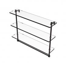 Allied Brass PR-5/22TB-ORB - 22 Inch Triple Tiered Glass Shelf with Integrated Towel Bar