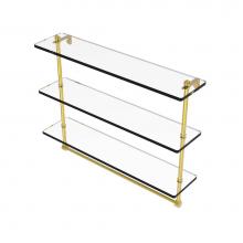 Allied Brass PR-5/22TB-PB - 22 Inch Triple Tiered Glass Shelf with Integrated Towel Bar