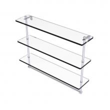 Allied Brass PR-5/22TB-SCH - 22 Inch Triple Tiered Glass Shelf with Integrated Towel Bar