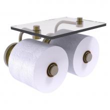 Allied Brass QN-24-2S-ABR - Que New Collection 2 Roll Toilet Paper Holder with Glass Shelf - Antique Brass