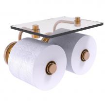 Allied Brass QN-24-2S-BBR - Que New Collection 2 Roll Toilet Paper Holder with Glass Shelf - Brushed Bronze