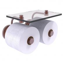 Allied Brass QN-24-2S-CA - Que New Collection 2 Roll Toilet Paper Holder with Glass Shelf - Antique Copper
