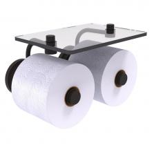 Allied Brass QN-24-2S-ORB - Que New Collection 2 Roll Toilet Paper Holder with Glass Shelf - Oil Rubbed Bronze