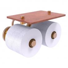 Allied Brass QN-24-2S-IRW-BBR - Que New Collection 2 Roll Toilet Paper Holder with Wood Shelf - Brushed Bronze