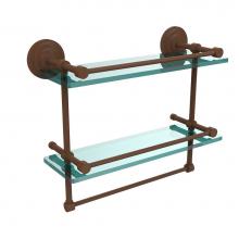 Allied Brass QN-2TB/16-GAL-ABZ - 16 Inch Gallery Double Glass Shelf with Towel Bar