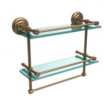 Allied Brass QN-2TB/16-GAL-BBR - 16 Inch Gallery Double Glass Shelf with Towel Bar