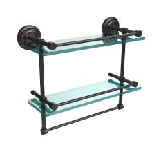 Allied Brass QN-2TB/16-GAL-ORB - 16 Inch Gallery Double Glass Shelf with Towel Bar