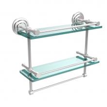 Allied Brass QN-2TB/16-GAL-SCH - 16 Inch Gallery Double Glass Shelf with Towel Bar