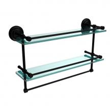 Allied Brass QN-2TB/22-GAL-BKM - 22 Inch Gallery Double Glass Shelf with Towel Bar