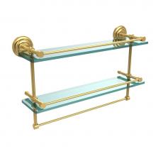 Allied Brass QN-2TB/22-GAL-UNL - 22 Inch Gallery Double Glass Shelf with Towel Bar