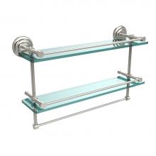 Allied Brass QN-2TB/22-GAL-PNI - 22 Inch Gallery Double Glass Shelf with Towel Bar