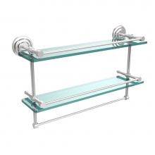 Allied Brass QN-2TB/22-GAL-SCH - 22 Inch Gallery Double Glass Shelf with Towel Bar