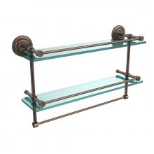 Allied Brass QN-2TB/22-GAL-VB - 22 Inch Gallery Double Glass Shelf with Towel Bar
