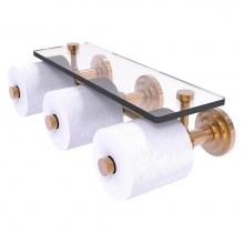 Allied Brass QN-35-3S-BBR - Que New Collection Horizontal Reserve 3 Roll Toilet Paper Holder with Glass Shelf - Brushed Bronze