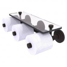 Allied Brass QN-35-3S-ORB - Que New Collection Horizontal Reserve 3 Roll Toilet Paper Holder with Glass Shelf - Oil Rubbed Bro