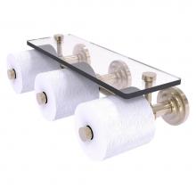 Allied Brass QN-35-3S-PEW - Que New Collection Horizontal Reserve 3 Roll Toilet Paper Holder with Glass Shelf - Antique Pewter