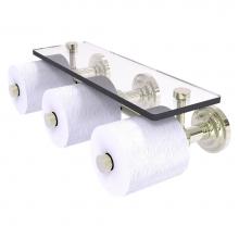 Allied Brass QN-35-3S-PNI - Que New Collection Horizontal Reserve 3 Roll Toilet Paper Holder with Glass Shelf - Polished Nicke