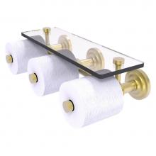 Allied Brass QN-35-3S-SBR - Que New Collection Horizontal Reserve 3 Roll Toilet Paper Holder with Glass Shelf - Satin Brass