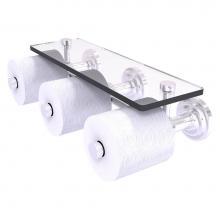 Allied Brass QN-35-3S-SCH - Que New Collection Horizontal Reserve 3 Roll Toilet Paper Holder with Glass Shelf - Satin Chrome